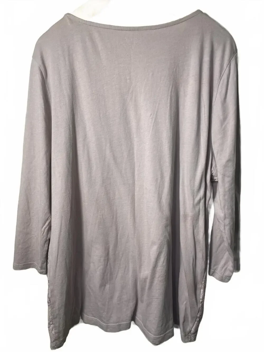 LOFT Lace Front Top Blouse Women's Size XL Purple Floral Striped Feminine - Picture 3 of 5